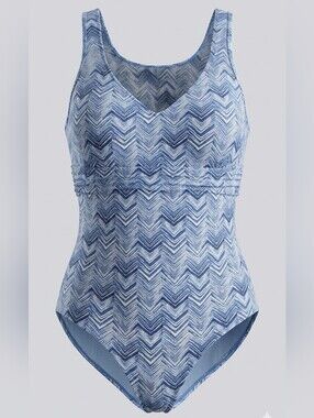 Christina Swimwear Plus Size Blue Chevron One-Piece Women's Swimsuit Size 2XL